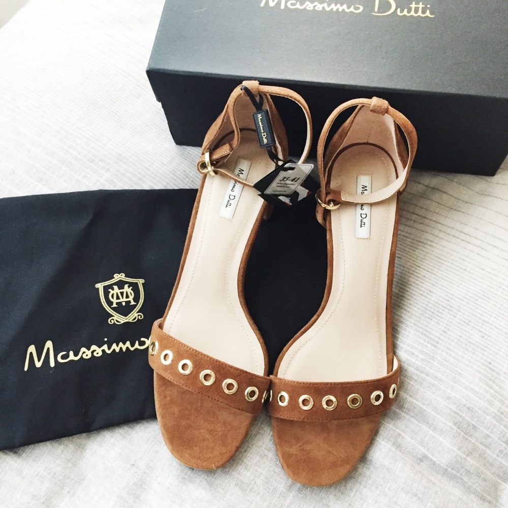 Massimo Dutti Suede Leather Heeled Sandals